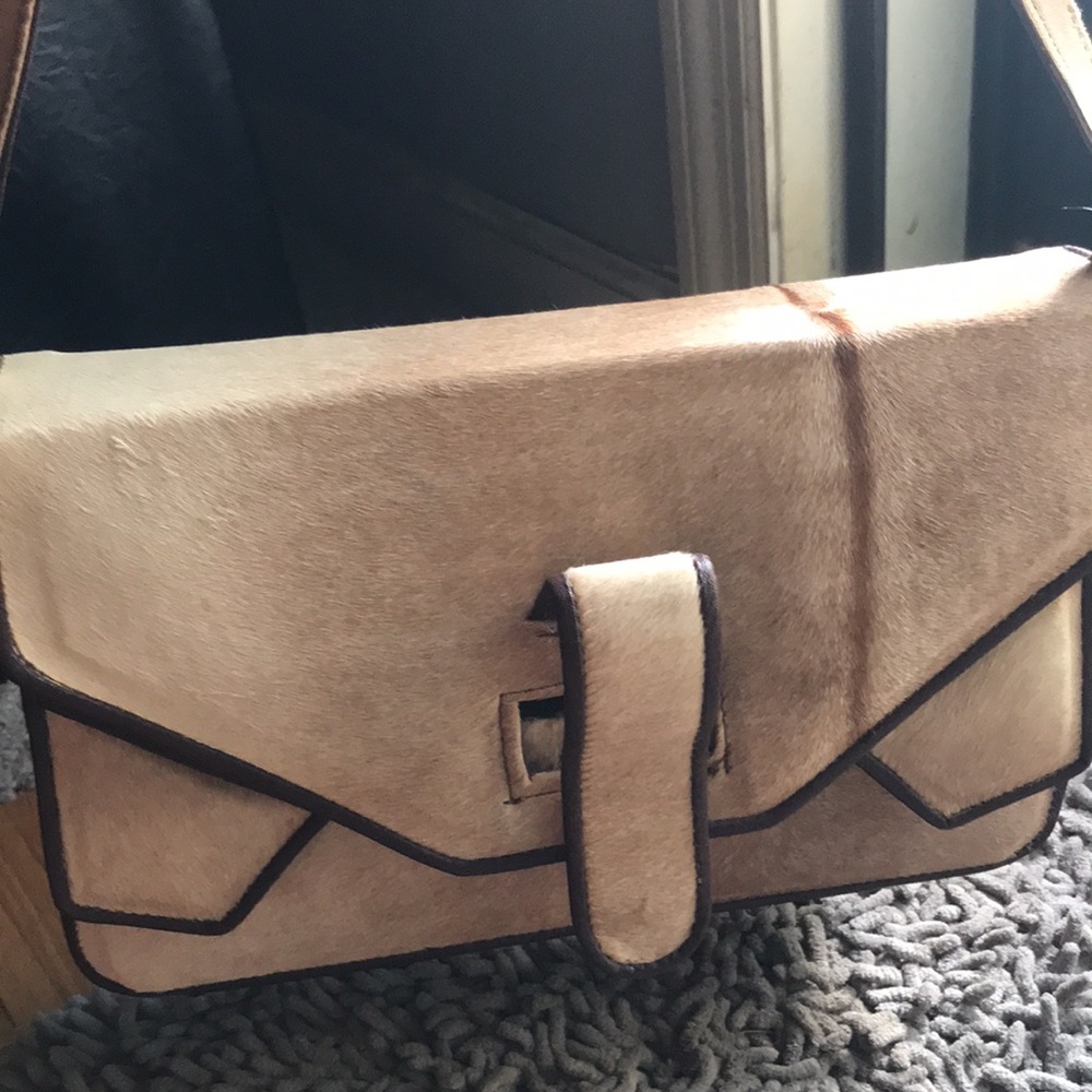 Vtg pony hair large purse great coloring two toned